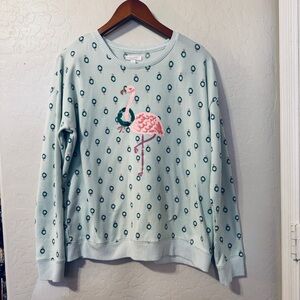 LC Lauren Conrad Mint Flamingo Sweater